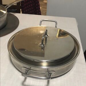 Stainless Steel Covered Skillet - Silver